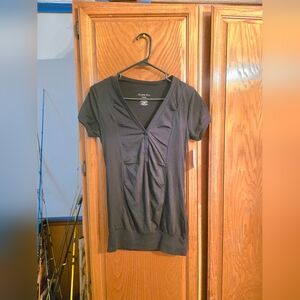 NWT ​Charlotte Russe BLack Pleated V-Neck Top Size Large